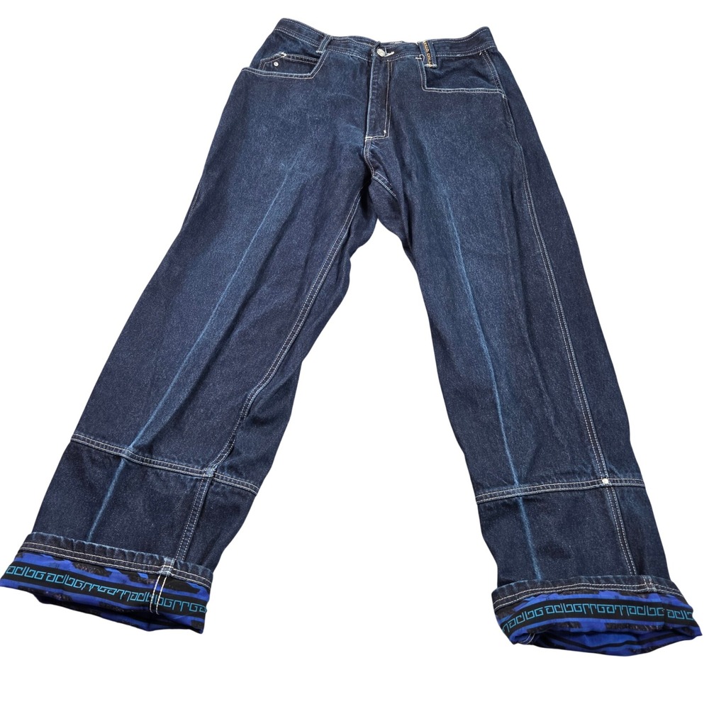 Vintage Pelle Pelle Marc Buchanan Baggy Jeans Mens 34 Dark Wash Pattern Cuff